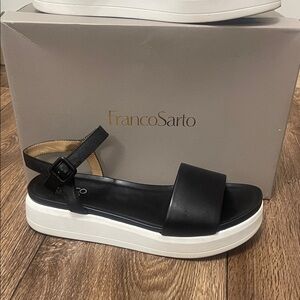 Franco Sarto Black and White Platform Sandals